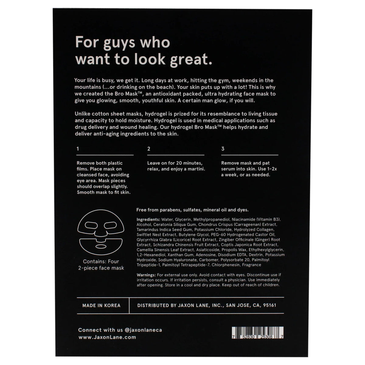 Jaxon Lane Bro Sizeheet Mask, 4 Pc Mask
