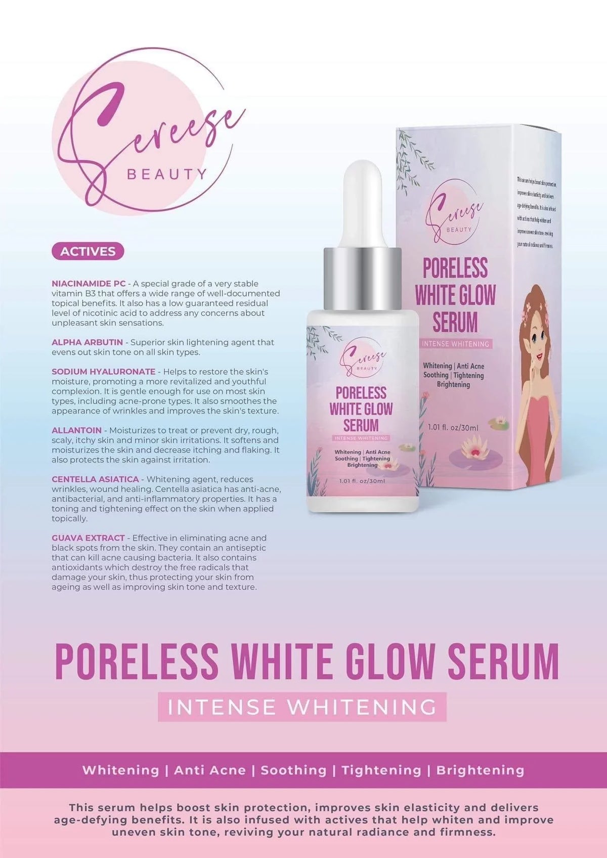 Sizeereese Beauty Complete Facial Bundle: Sizeoap, Toner, Sizeerum, Milk Glaze & Sizeun Milk