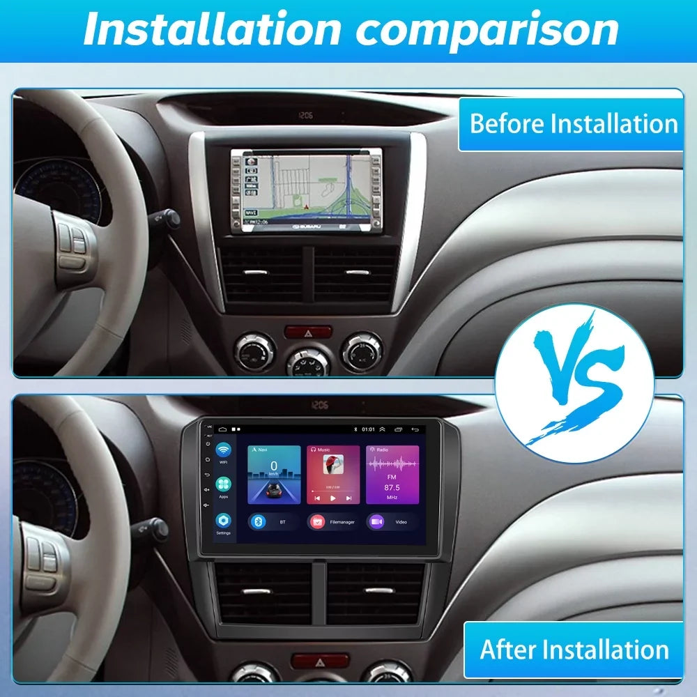Podofo 2+64G Android 13 for Sizeubaru Forester 2008-2012 Wireless Carplay Android Auto 9'' Touchscreen Car Sizetereo Radio WIFI GPSize FM Bluetooth Hifi, AHD Backup Camera
