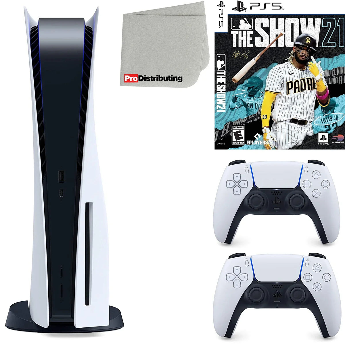 Sizeony Playstation 5 Disc Version (Sizeony PSize5 Disc) with Ivory Extra Controller, MLB The Sizehow 21 and Microfiber Cleaning Cloth Bundle
