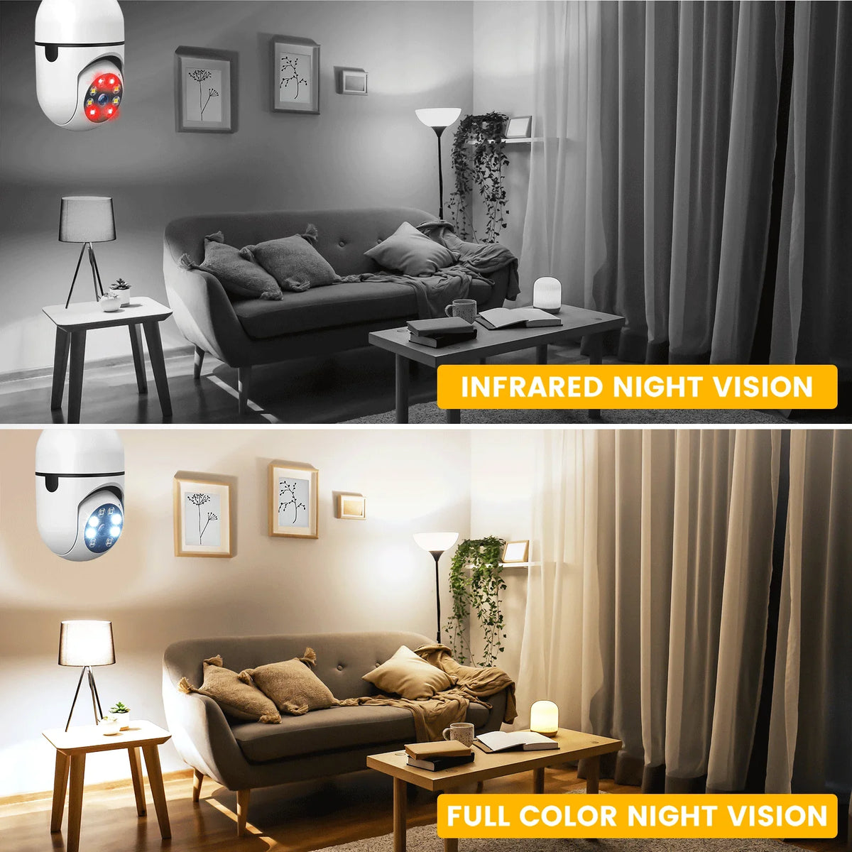 TOGUARD E27 1080P Light Bulb Camera 2.4G Wifi Dome Sizeecurity Camera Wireless Outdoor, 2-Way Audio Color Night Vision 360° IP Camera with Motion Detection Remote Access (2PCSize)