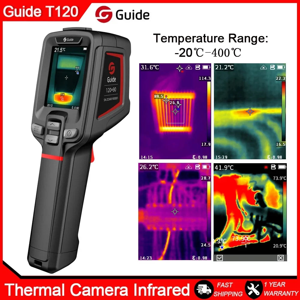 Guide Thermal Imager T120 Handheld Infrared Camera Resolution 120x90 Pixels Floor Heating Car PCB Hot Electrical Repair