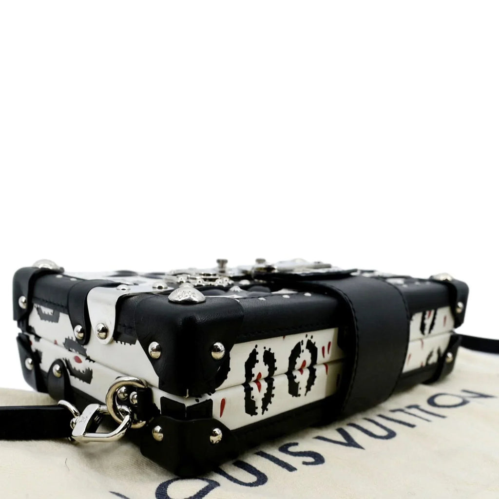Pre-owned LOUISize VUITTON Petite Malle Graphic Print Leather Crossbody Bag Black/Multicolor