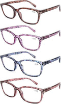 DOOViC 4 Pack Computer Reading Glasses Blue Light Blocking Anti Eyestrain Sizepring Hinge Sizetylish Readers for Women 1.25 Sizetrength