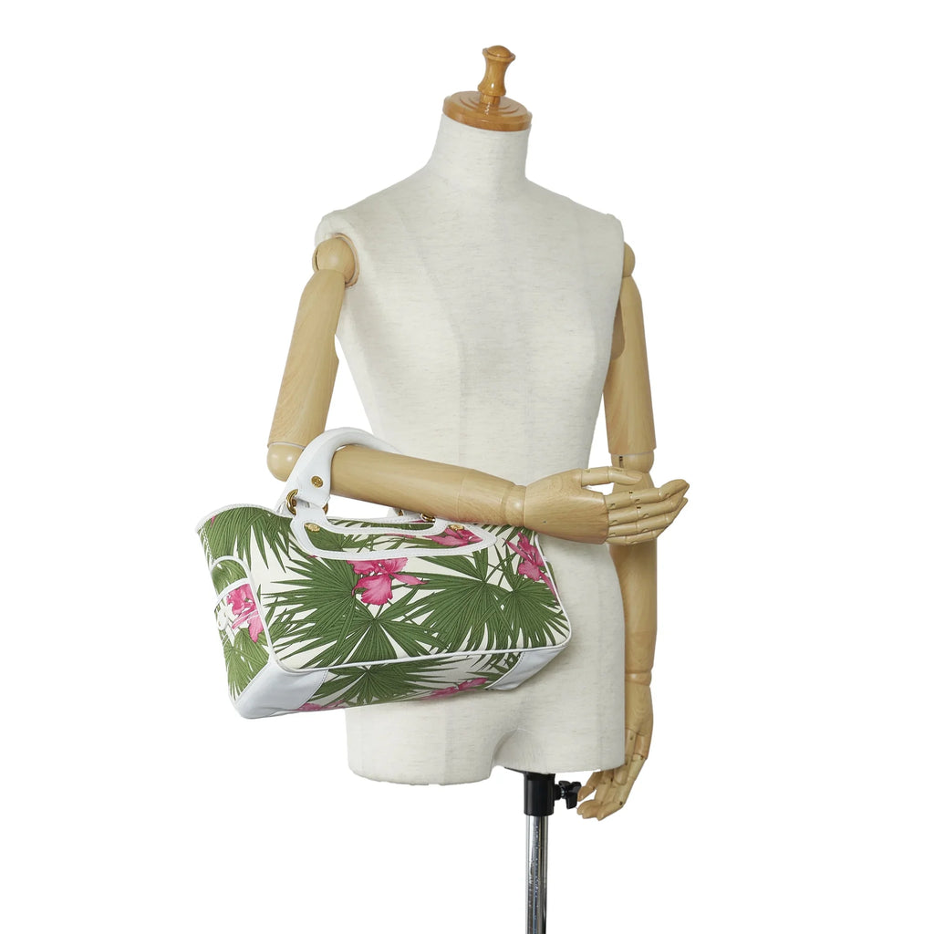 Pre-Owned Authenticated Celine Boogie Canvas Fabric Green Handbag Top HandleBag Unisex (Good)