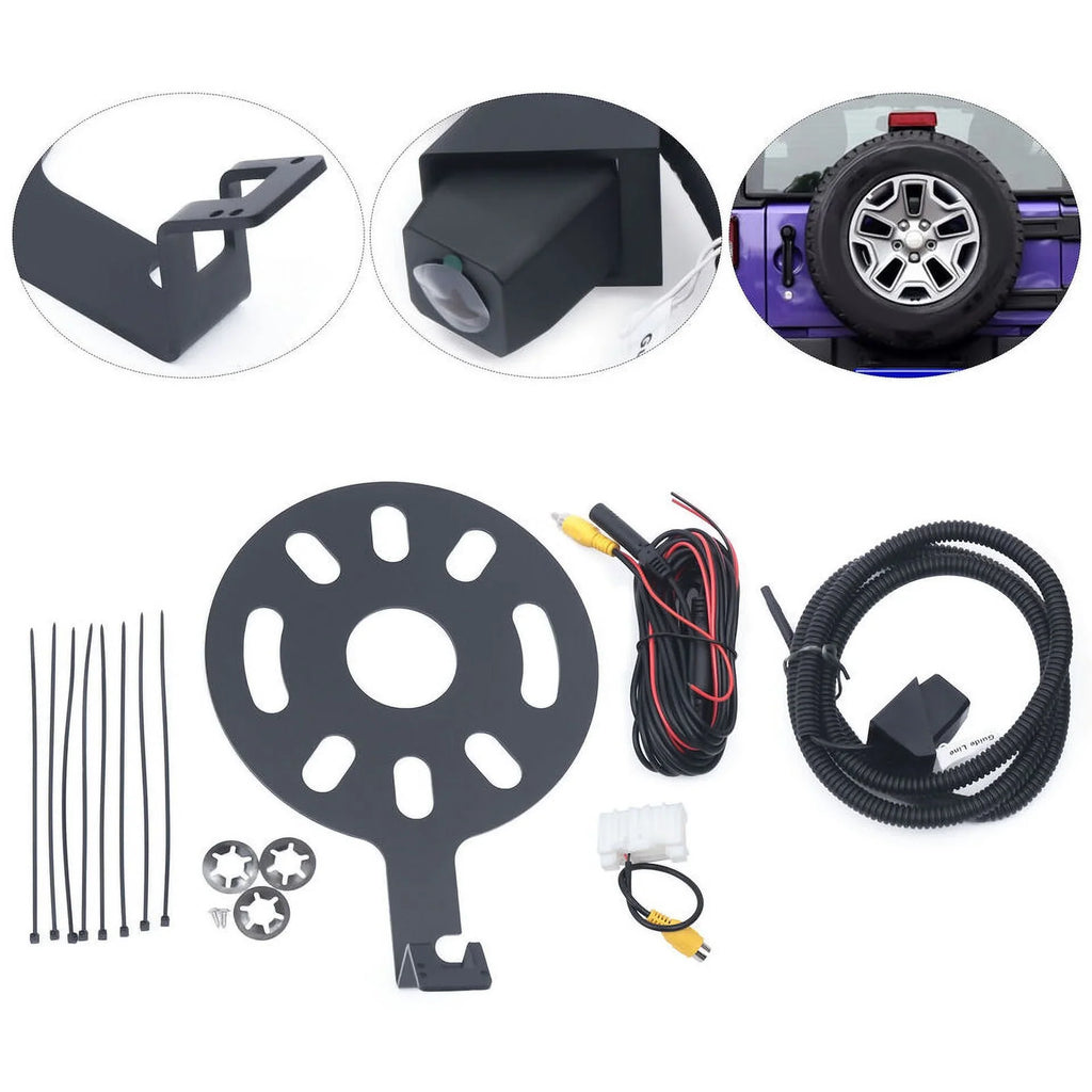 Rear View Backup Camera Sizeet w/ Sizepare Tire Bracket For 2007-2018 Jeep Wrangler JK