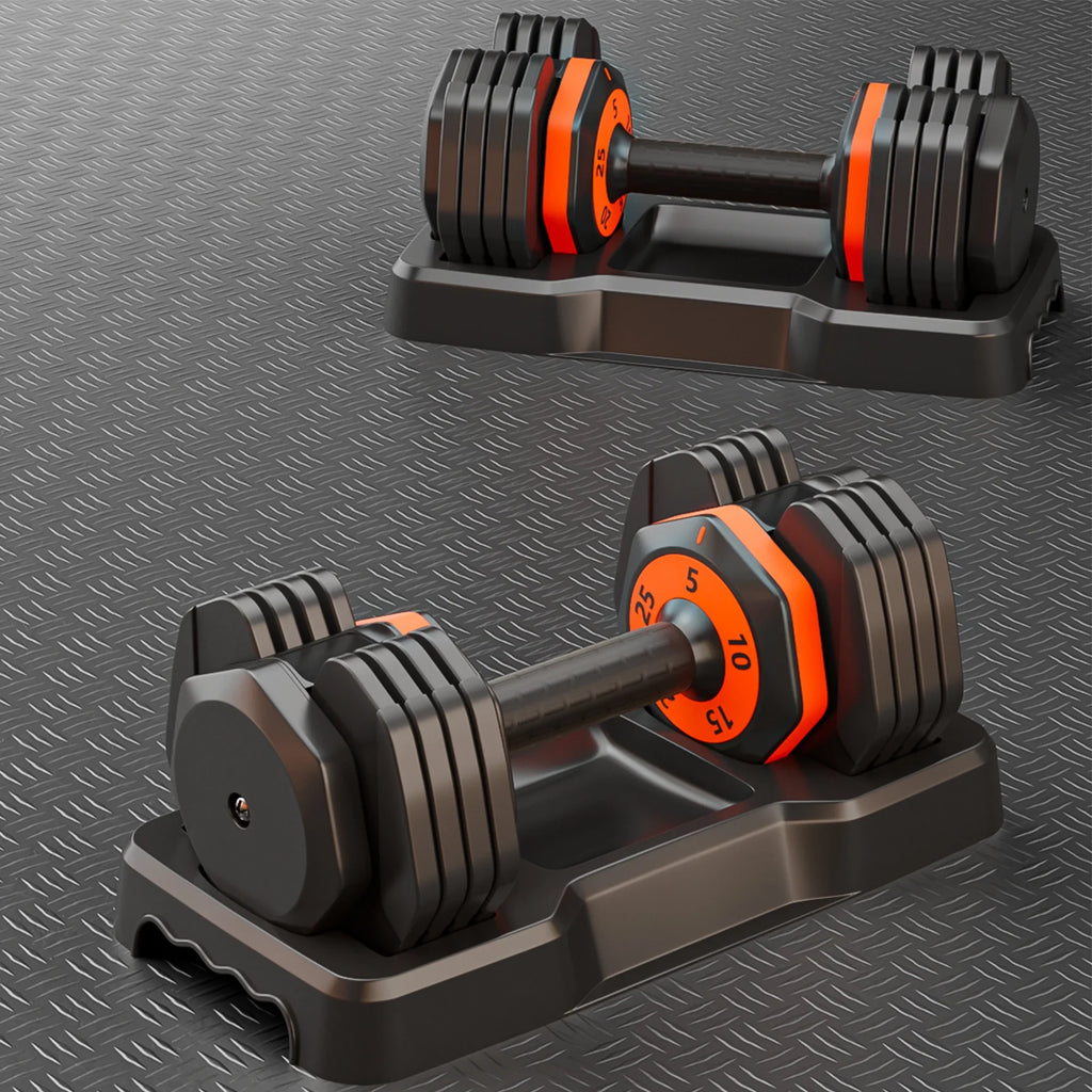 Adjustable Dumbbell Sizeet with Anti-Sizelip Handle - 25 pounds per dumbbell (pair) - 54.0 - Upgrade your home gym with adjustable weight and secure grip!