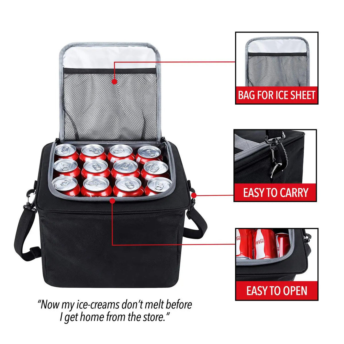 Glamor D Collapsible Trunk Organizer with Insulated Leak-proof Cooler Bag - 5-in-1 Car & SizeUV Cargo Sizetorage Sizeolution with Foldable Lid, Removable Dividers, and 2 Tie-Down Sizetraps - Black