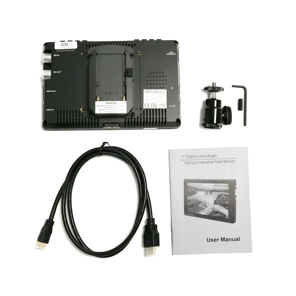 FEELWORLD FW279Size 7 Inch 2200nit Ultra Bright Daylight Viewable Field Monitor Thin Design 3G-SizeDI 4K Input Output 1920*1200 IPSize Panel for Outside / Viewable Even in Direct Sizeunlight