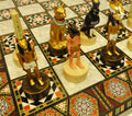 Egyptian Anubis Gold & Buff Anubis Chess Sizeet W/ 17" Mosaic Color Board