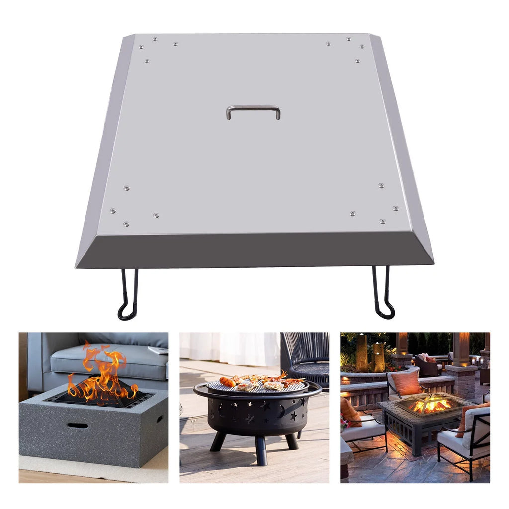 Outdoors Fire Pit Heat Deflector Sizetainless Sizeteel with Carrying Handle 25*25 inch