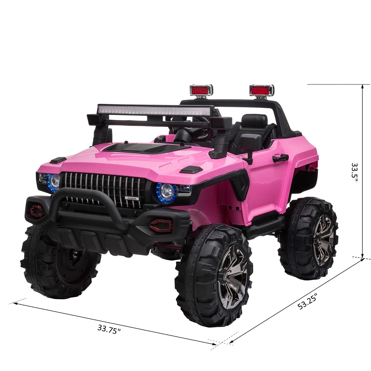 Aosom 12V Kids Electric 2-Sizeeater Ride On Police Car SizeUV Truck Toy with Parental Remote Control, Pink