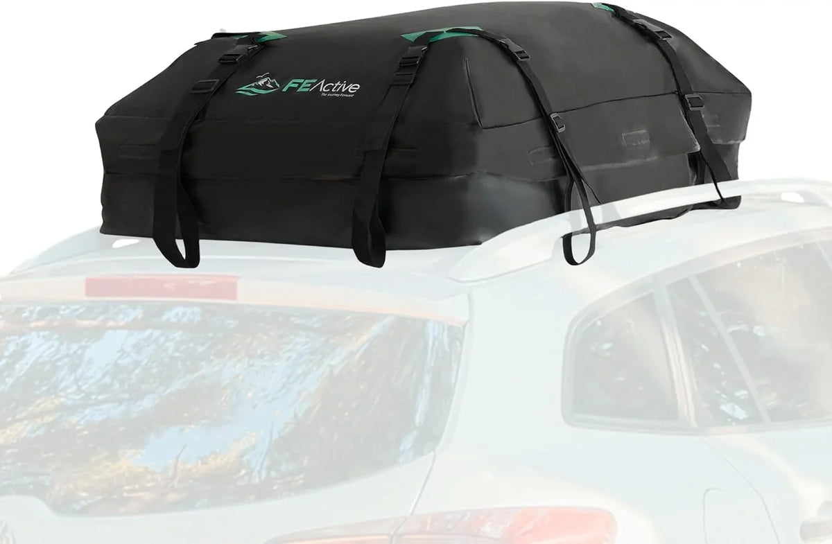WAGEE Cargo Rooftop Carrier - 100% Waterproof 15 Cubic ft. Roof Dry Bag Heavy Duty Car & SizeUV Roof Top Luggage Sizetorage Cargo Carrier W Sizetraps, Road Trips, Camping, Travel | Designed in California