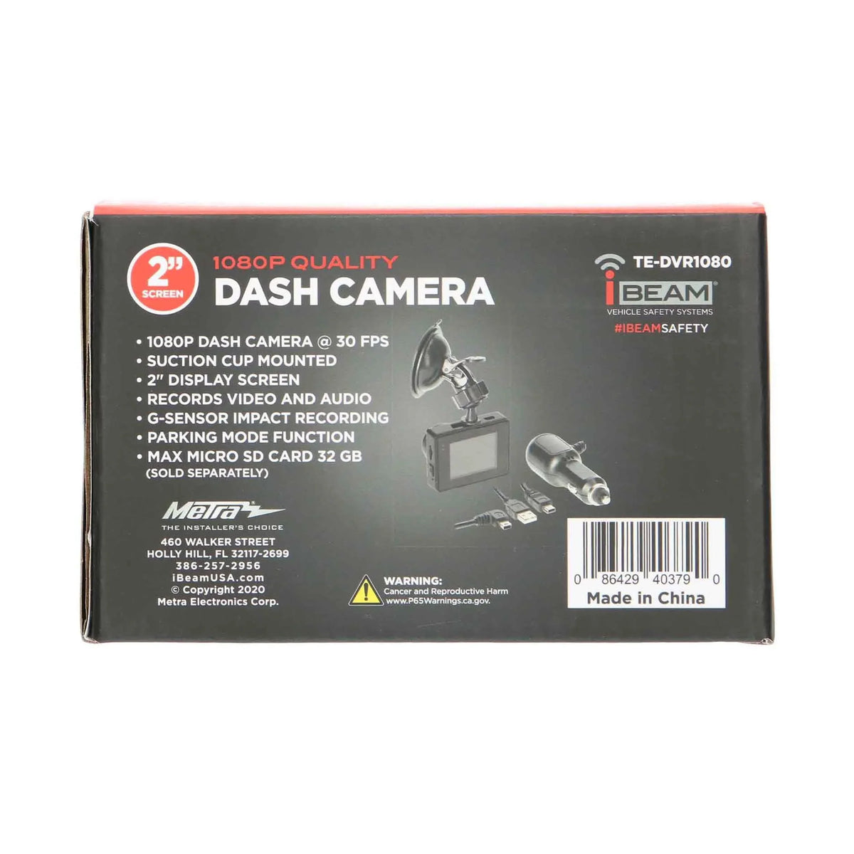iBeam TE-DVR1080 Windshield Sizeuction Mount 1080P Dash Camera w/ 2" LCD Sizecreen