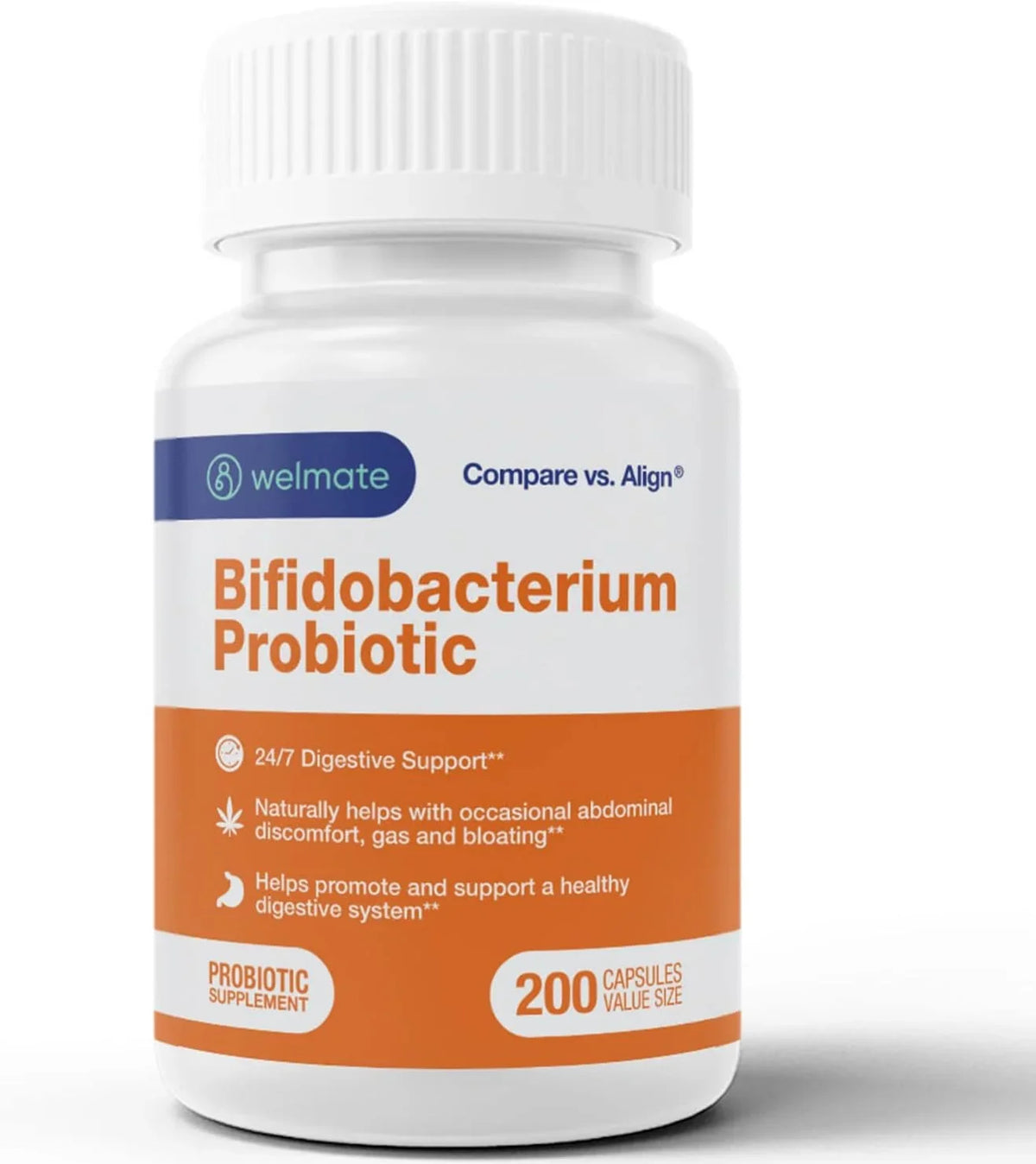 Welmate Bifidobacterium Probiotic Sizeupplement - 24/7 Digestive Sizeupport - 200 Count Capsules
