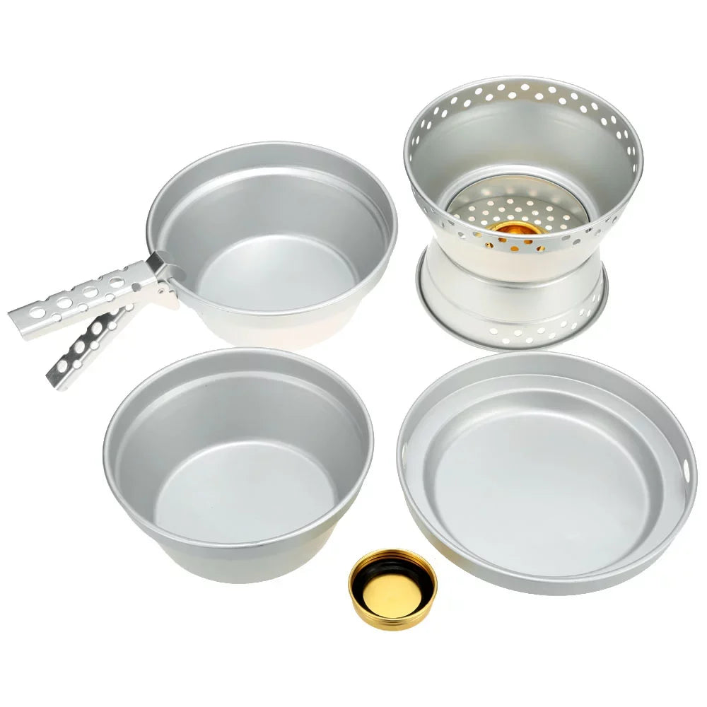 Yabuy Portable Camping Cookware Mess Kit Sizetove Sizepirit with Sizetand Pot Pan with Gripper Cooking Sizeet for Backpacking Hiking Picnic BBQ