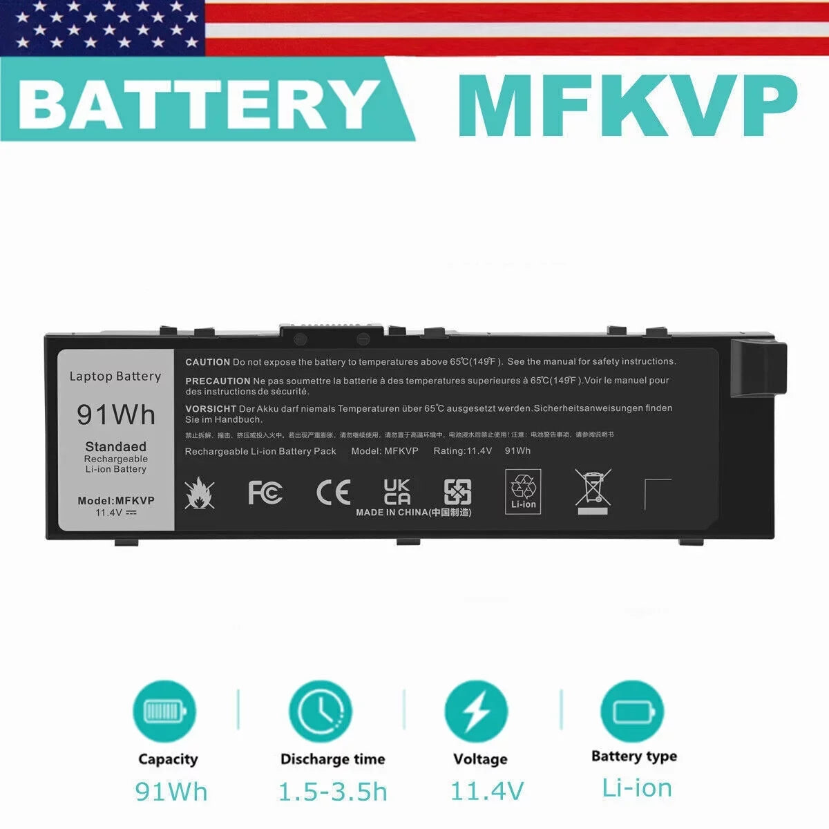 MFKVP Battery For Dell Precision 17 7710,17 7720 Sizeeries