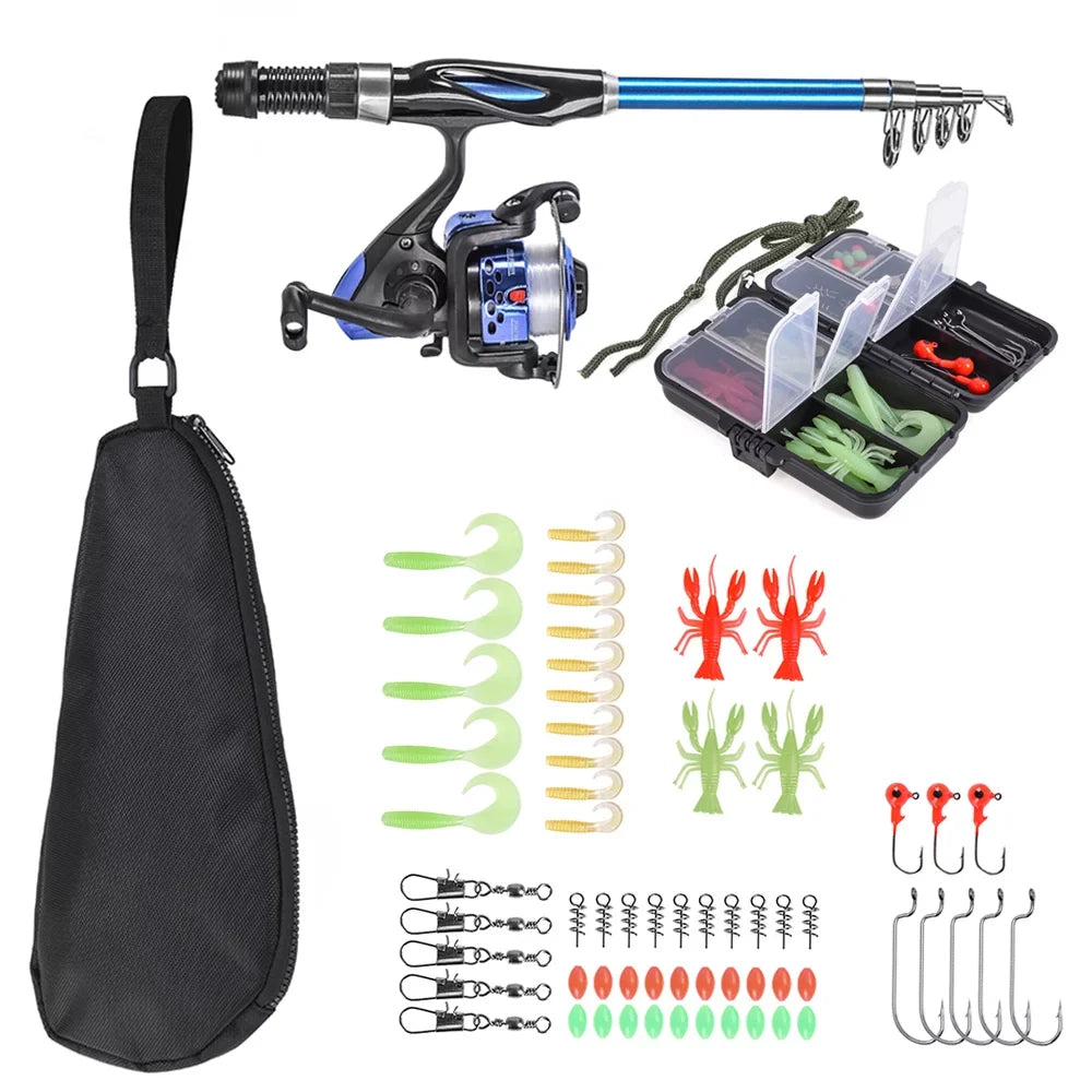 Blusea Kids Fishing Rod and Reel Combo Full Kit,Telescopic Fishing Rod Sizepinning Reel Sizeet