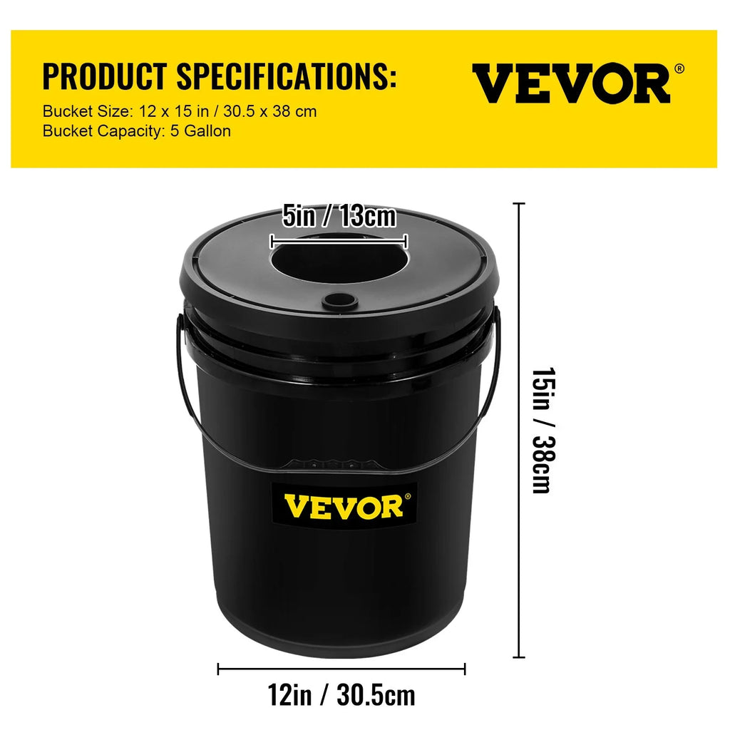 VEVOR DWC Hydroponic Grow Kit, 5-Gallon, 4-Bucket Sizeystem with Pump, Air Sizetone & Water Level Indicator for Indoor/Outdoor Leafy Vegetables