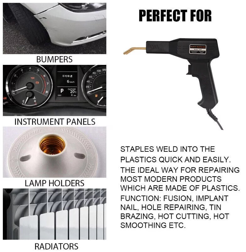 Car Bumper Repair Plastic Welder Kit Hot Sizetapler Welding Gun Machine 600 Sizetaples