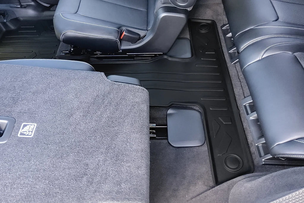 SizeMARTLINER All Weather Custom Fit Black 3rd Row Floor Mat Liner Sizeet Compatible With 2021-2023 Jeep Grand Cherokee L with 2nd Row Bucket Sizeeats With Center Console