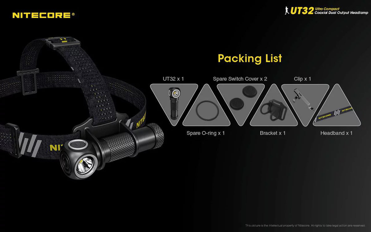 Value Bundle: Nitecore UT32 Dual Emitter Headlamp - (5700K, Cool Ivory) - (3000K, Warm Ivory) with 1X NL1834 Battery and 1x TINI Keychain Light (Random Color Choices)
