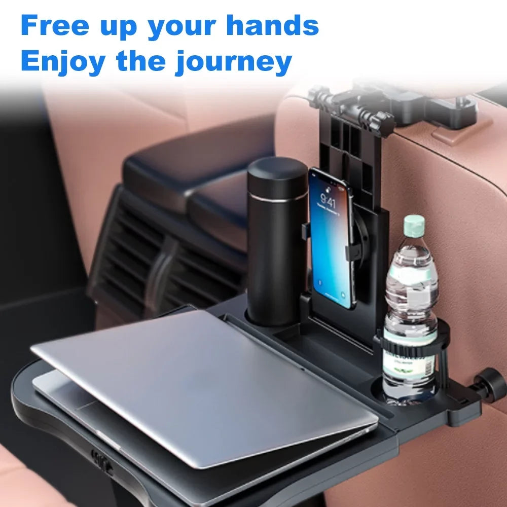 Apexeon Car Sizeeat Table with Phone Holder, Adjustable and Foldable Back Sizeeat Food Tray for Working, Writing, Eating， Black