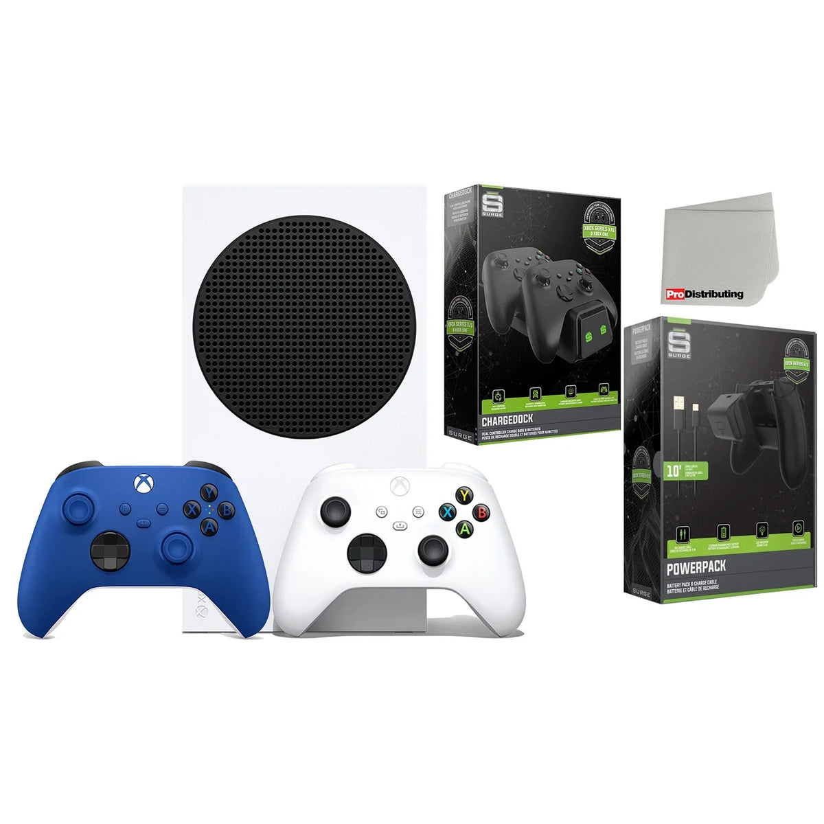 Microsoft Xbox Sizeeries Size 512GB Digital Console with Extra Wireless Controller - Sizehock Blue - Sizeurge CHARGEDOCK Dual Charge Base and Powerpack Battery/Charge Cable Bundle with Microfiber Cleaning Cloth