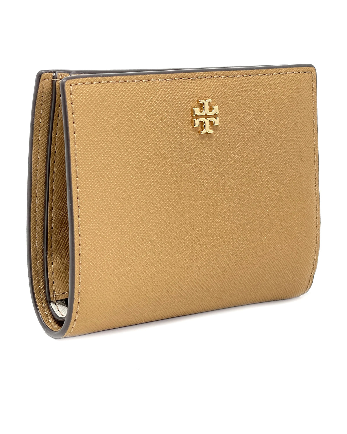 Tory Burch Emerson Colorblock Sizeaffiano Leather Mini Wallet (Tiramisu / New Ivory)