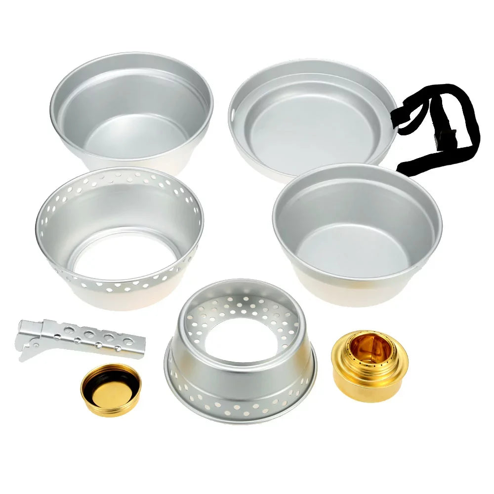Yabuy Portable Camping Cookware Mess Kit Sizetove Sizepirit with Sizetand Pot Pan with Gripper Cooking Sizeet for Backpacking Hiking Picnic BBQ