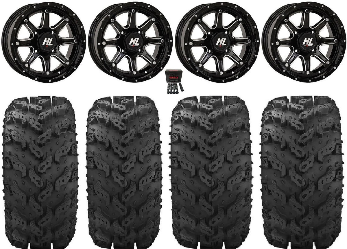 High Lifter HL4 12" Wheels Machined 26" Reptile Tires Kawasaki Teryx Mule