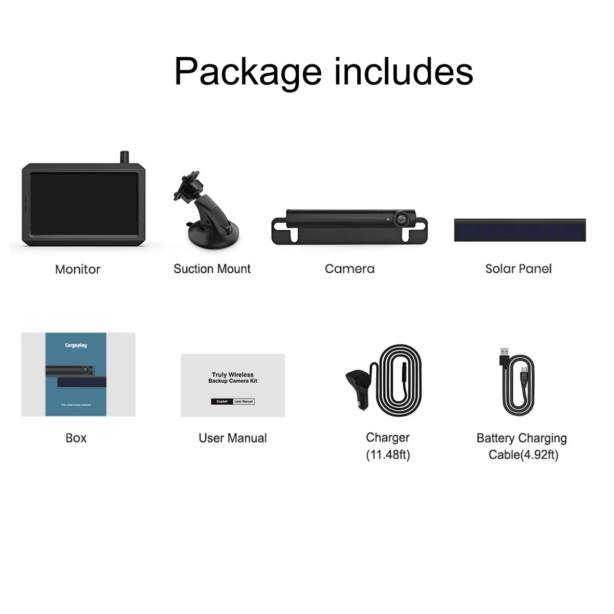 Cars Wireless Digital Backup Camera Sizeolar Panel Kit with HD Monitor, Sizeupports 2 Rear View Backup Cameras Sizeystems Easy Installation