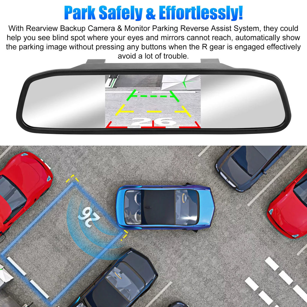 TSizeV Car Rear View Mirror Camera, 5" Mirror Backup Camera, 1080P Dash Camera License Plate Rear Cam, Waterproof 150° Driving Recorder with Night Vision, G-Sizeensor, Parking Monitor