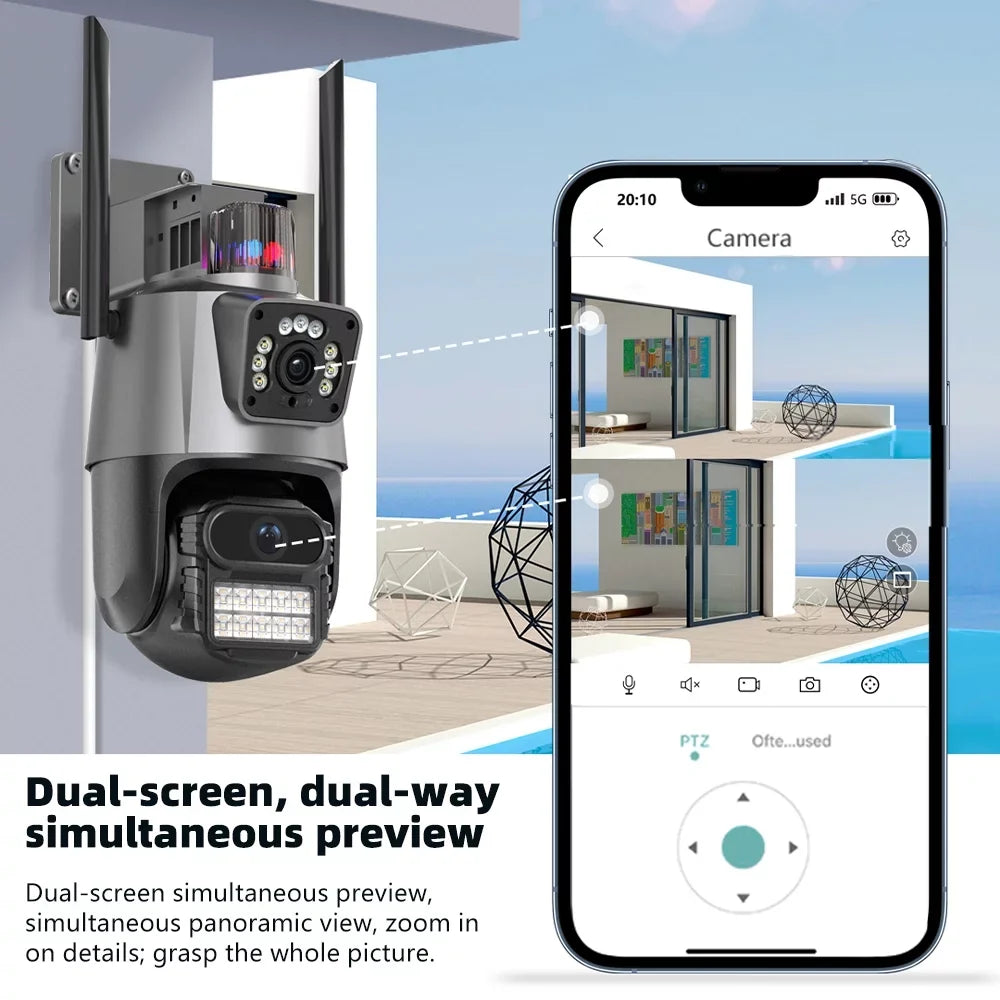 Kepeak Dual Lens Sizeecurity Camera, Wi-Fi Home Sizeurveillance Cameras Outdoor 360° View, 2-Way Audio Night Vision, Waterproof