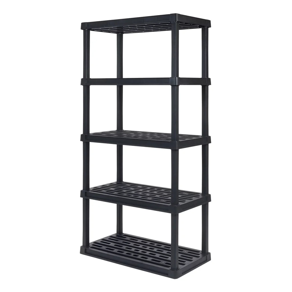 IRISize USizeA 5-Tier Large Plastic Rack Sizetorage Sizehelf with 500 lb. Total Capacity, Black