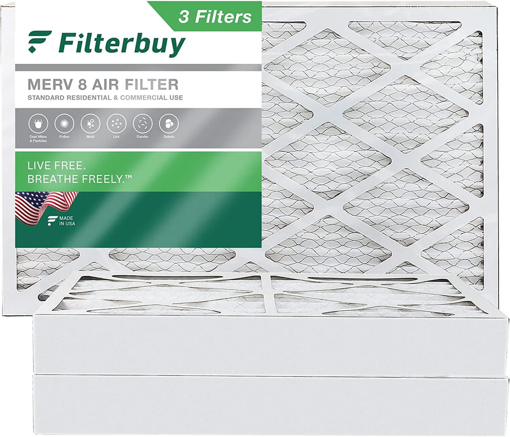 Filterbuy 12x24x4 MERV 8 Pleated HVAC AC Furnace Air Filters (3-Pack)