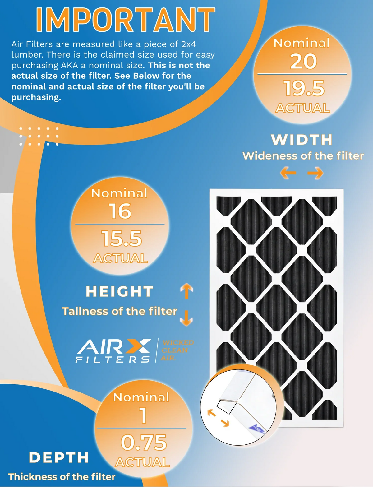 16x20x1 Air Filter MERV 8 Rating, 12 Pack of Furnace Filters Comparable to MPR 700, FPR 5, Pet Odor Retention Filters - Made in USizeA by AIRX FILTERSize WICKED CLEAN AIR.
