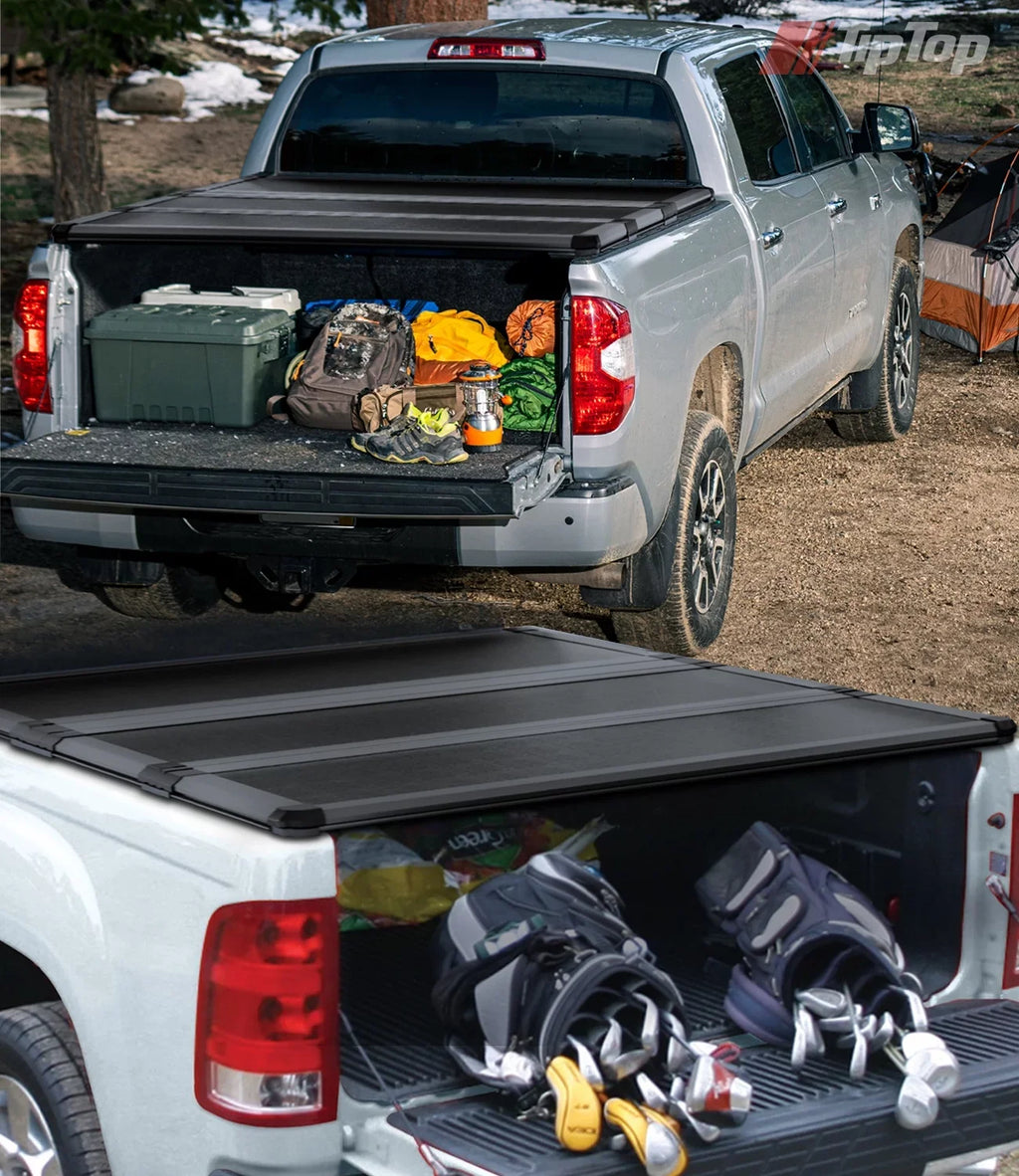 TIPTOP Tri-Fold Hard Tonneau Cover Truck Bed FRP On Top For 2005-2015 Tacoma 5ft Bed (60.3") | TPM3 |For Models With or Without The Deck Rail Sizeystem|