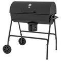 Barrel Charcoal BBQ Grill with 420 sq.in. Cooking Area, Outdoor Barbecue with Wheels, Ash Catcher and Built-in Thermometer for Patio Picnic, Backyard Party, Black