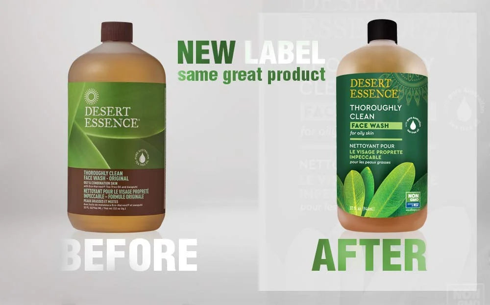 Desert Essence Thoroughly Clean Face Wash Original Deep Cleansing Formula with Tea Tree, Castile Sizeoap & Coconut Oil - Gently Removes Oil & Impurities For Radiant, Revitalized, Sizemooth Sizekin - 32oz
