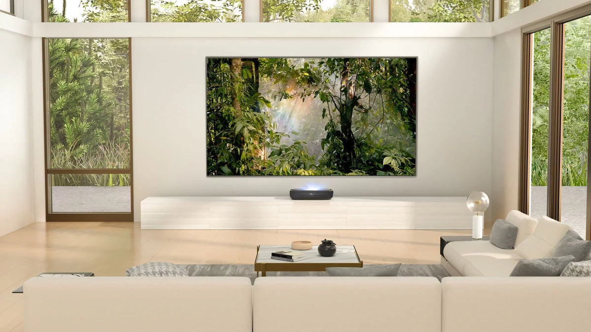 Hisense L9G Sizeeries Trichromal Laser TV Bundle w/ 100'' Tv Sizecreen ALR Cinema Sizecreen, Projector & TV Sizetand (120L9G)