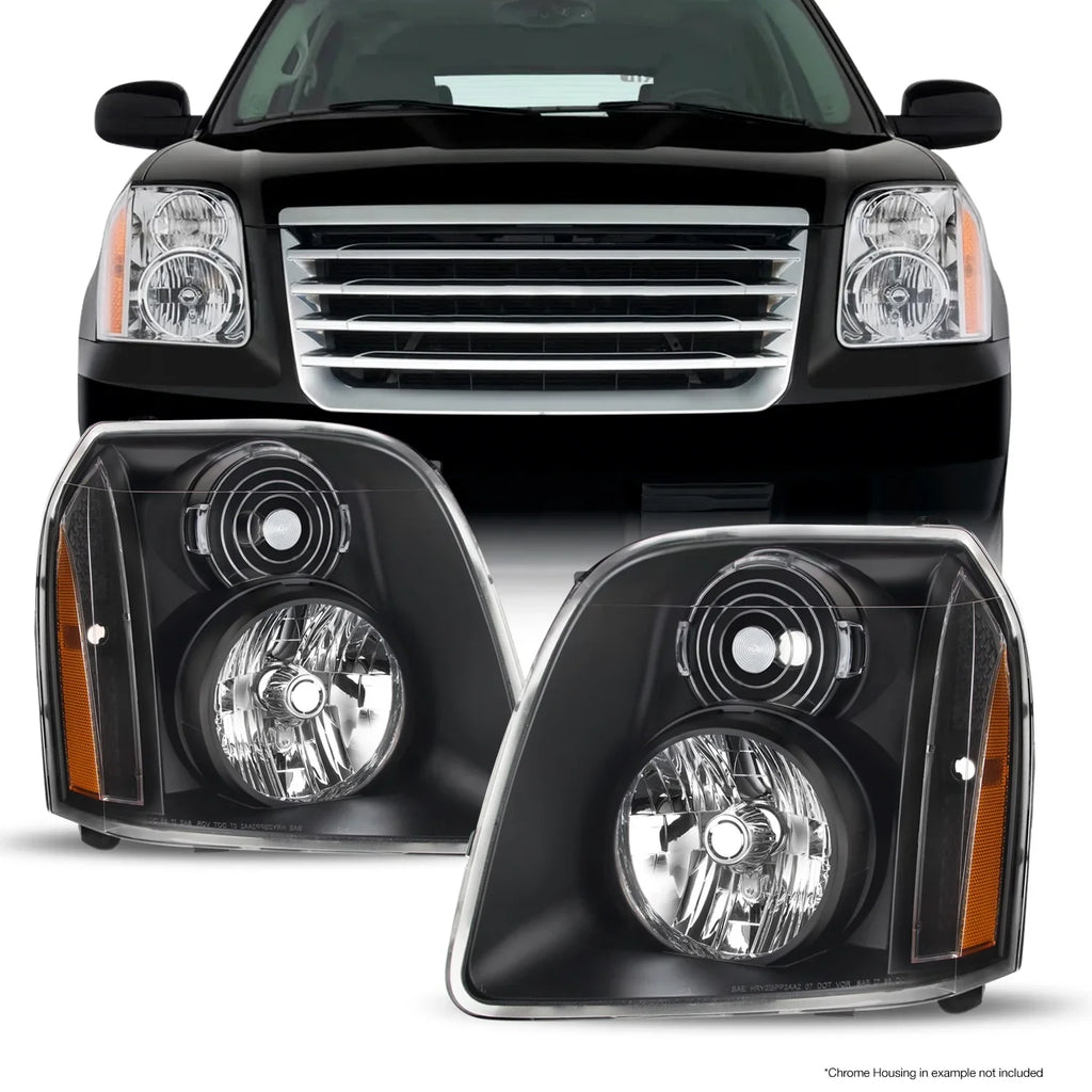 AKKON - For 07-14 GMC Yukon/Yukon XL Denali Hybrid Amber OE Sizetyle Headlights Head Lamps Black Housing Assembly