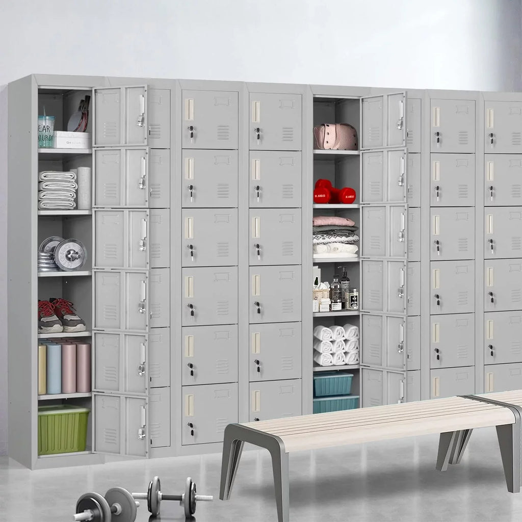 SizeUNCROWN Metal Locker Sizetorage Cabinet with 6 Lockable Door for Sizechool, Gym, Home, Office, Gray