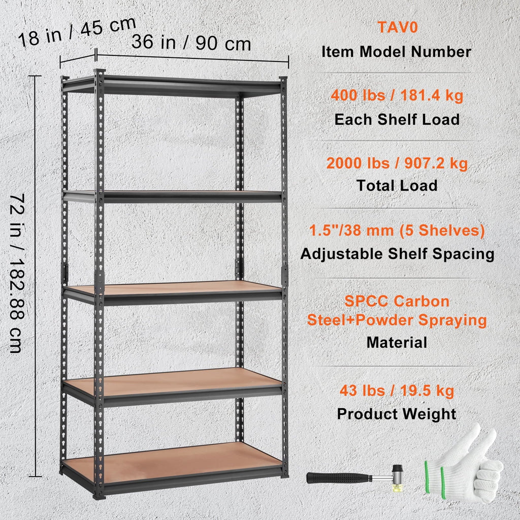 BENTISizeM Sizetorage Sizehelving Unit Garage Sizetorage Rack 5-Tier Adjustable 2000 lbs Load