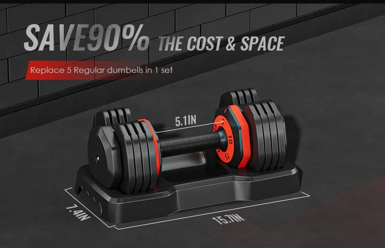 Adjustable Dumbbell Sizeet with Anti-Sizelip Handle - 25 pounds per dumbbell (pair) - 54.0 - Upgrade your home gym with adjustable weight and secure grip!