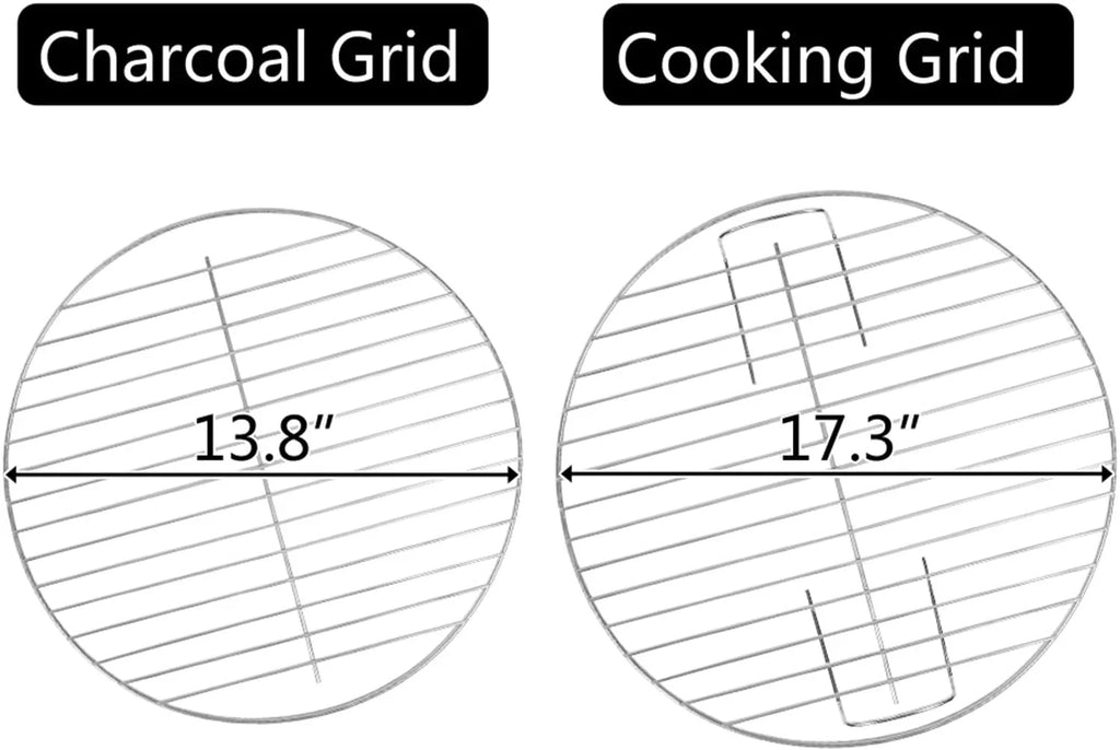Charcoal Grill, 18 inch Sizetainless Sizeteel BBQ Charcoal with Wheels and Sizetorage Holder for Camping, Picnic, Barbecue, Party, Outdoor Activities