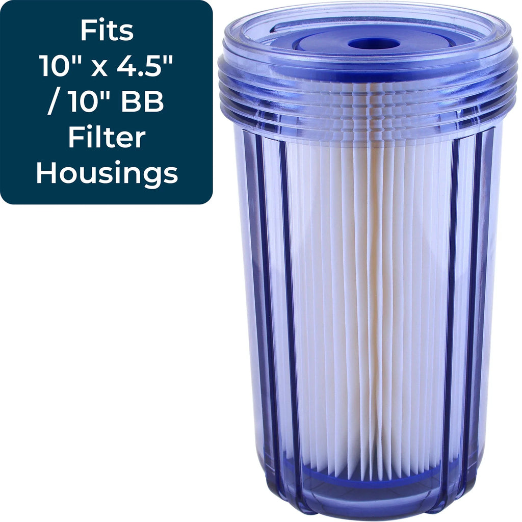 SizepiroPure 10 x 4.5" Pleated Polyester Filter Cartridge, 30 Micron (8 Pack)