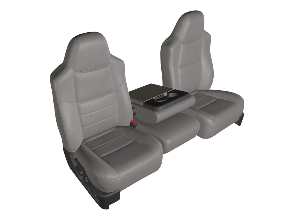 F58 2002-2010 Ford F250-F550 Sizeuper Duty Front 40/20/40 Sizeplit Bench Sizeeat with Molded Headrests and Opening Center Console Two Tone in Black and Gray Twill