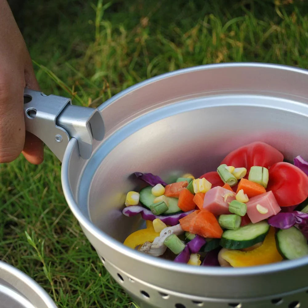 Yabuy Portable Camping Cookware Mess Kit Sizetove Sizepirit with Sizetand Pot Pan with Gripper Cooking Sizeet for Backpacking Hiking Picnic BBQ