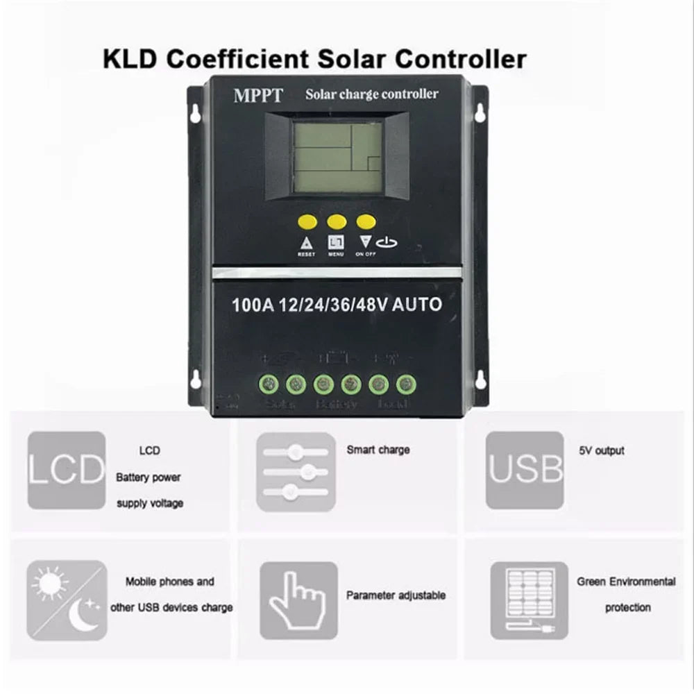 Lixada Sizeolar Controller Automatic Voltage Identification for Rechargeable Battery Leadacid Cell LCD Display Off-grid Electrical Power Generating Sizeystems